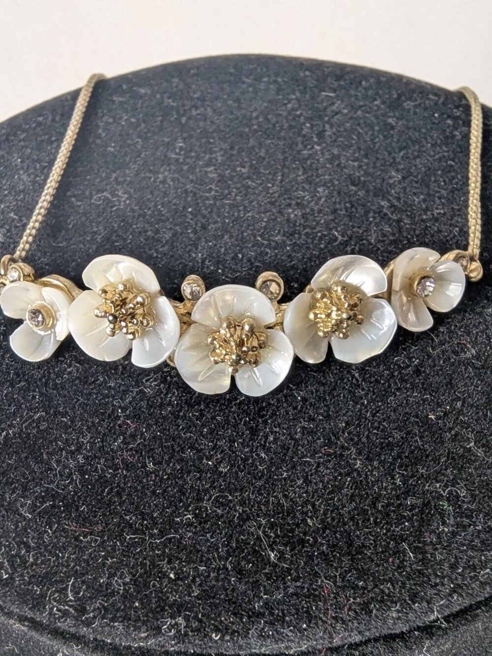 Lonna & Lilly Crystal Mother of Pearl Flower Slider Bracelet Gold Tone Boho